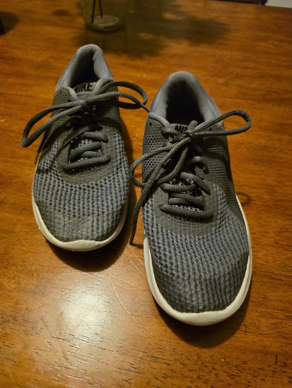 Nike Revolution 4 Dark Gray Knit Athletic Sneakers with White Soles